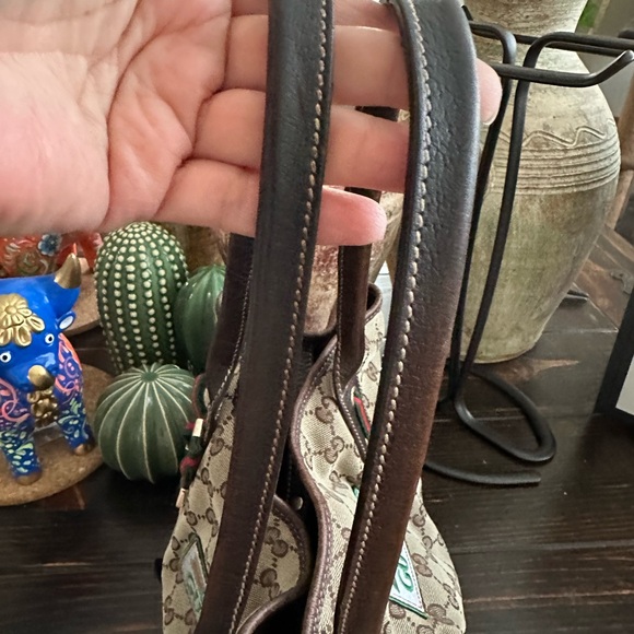 Gucci Princy GG Canvas & Leather Tote Bag Sherry Line with Patches - Picture 16 of 17